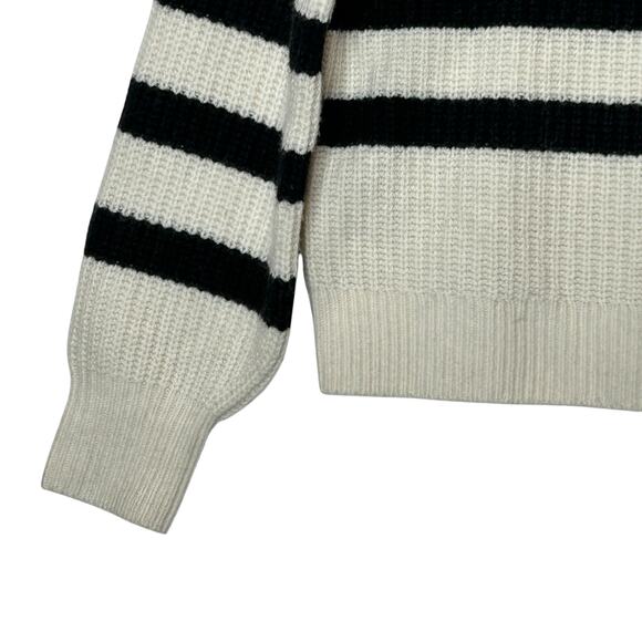 Everlane The Felted Merino Half-Zip Sweater Black/Bone Women XXS NWT Chunky Rib - Picture 9 of 13